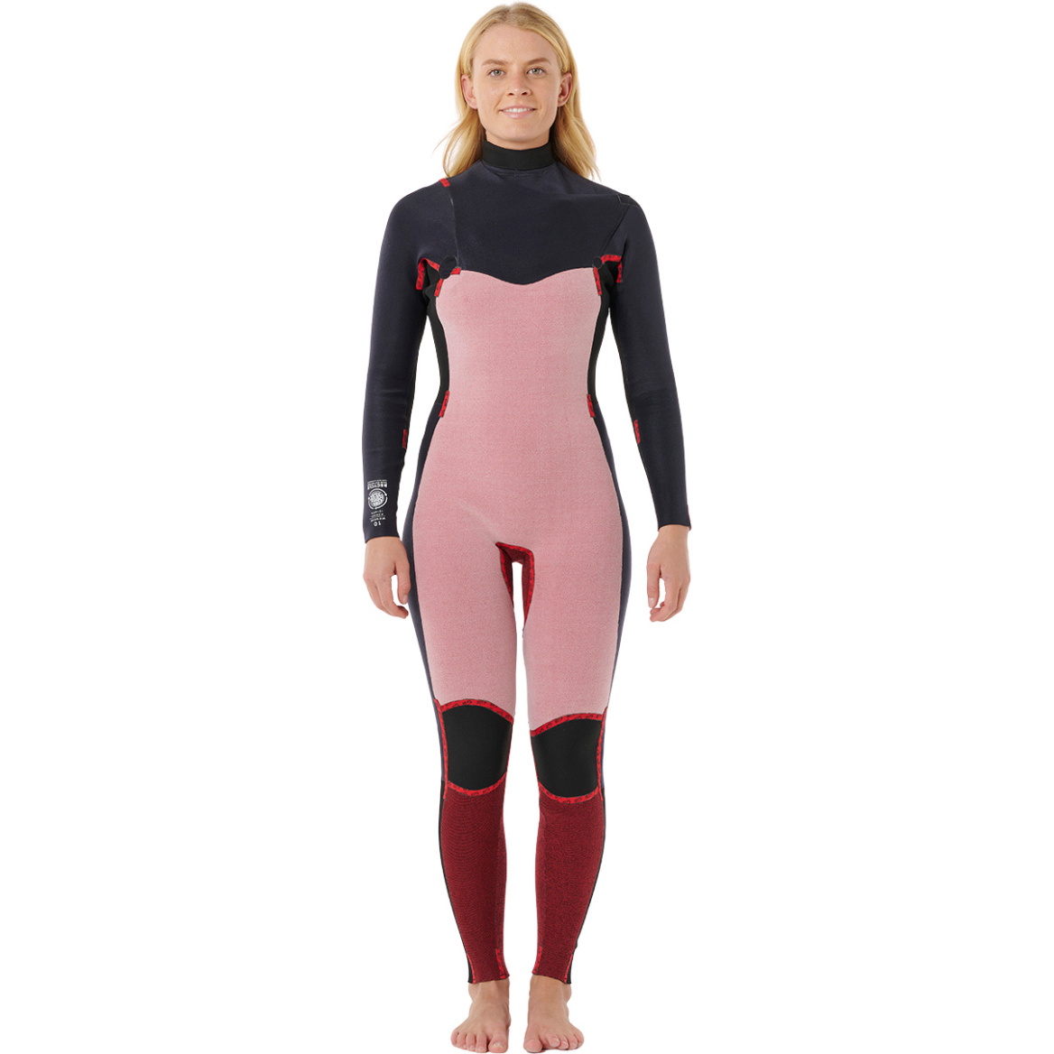 2026 Rip Curl Mujer Dawn Patrol 4/3mm Chest Zip Neopreno 160WFS - Black / Pink